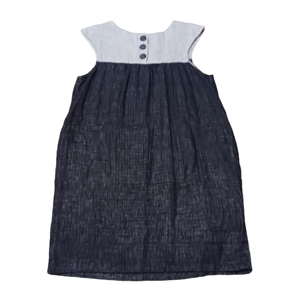 Final Touch 100% Cotton 2-Toned Colorblock Sleeveless Dress Large Lagenlook - Picture 1 of 4